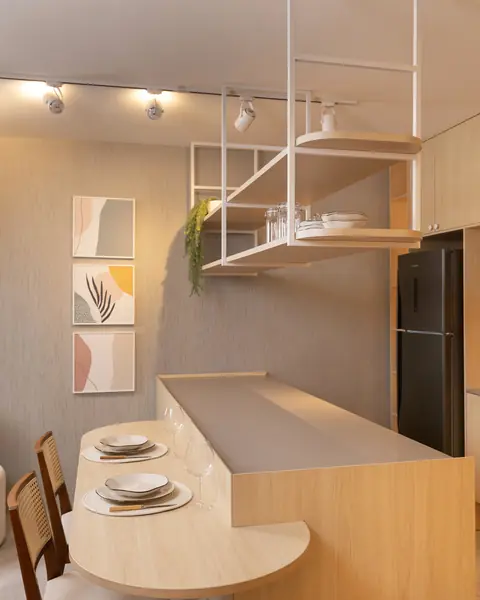 Cozinha planejada compacta para studio