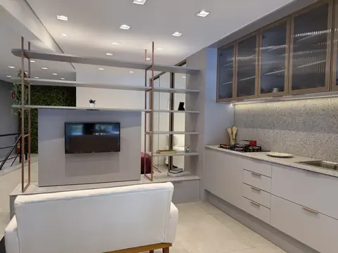 Sala planejada integrada à cozinha